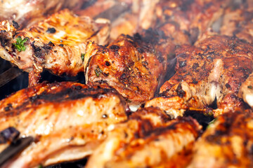 shish kebab from fried pork meat