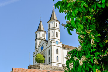 Aarburg, Kirche, Festung, Aare, Fluss, Altstadt, Altstadthäuser, Flussufer, Uferweg, Aargau, Zofingen, Frühling, Sommer, Schweiz