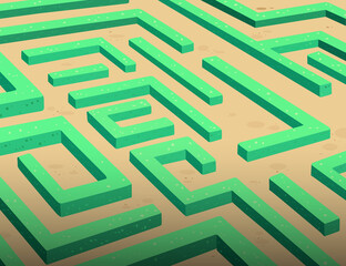 abstract green maze labyrinth cartoon style