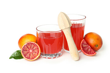 Red orange juice isolated on white background