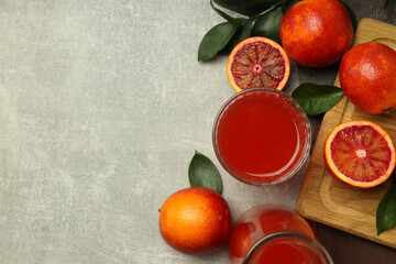 Concept of drink, red orange juice, space for text