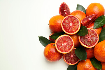 Concept of citrus fruit, red orange on white background