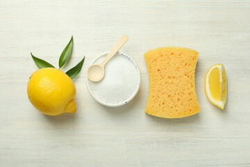 Concept of household cleaners with lemon acid
