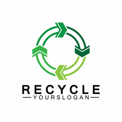 green arrow recycle logo vector icon template