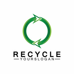 green arrow recycle logo vector icon template