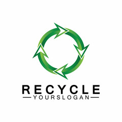green arrow recycle logo vector icon template