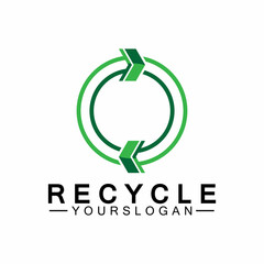 green arrow recycle logo vector icon template