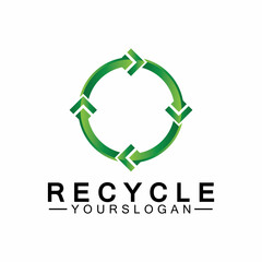 green arrow recycle logo vector icon template