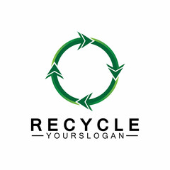 green arrow recycle logo vector icon template