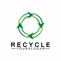 green arrow recycle logo vector icon template