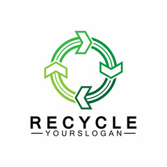 green arrow recycle logo vector icon template