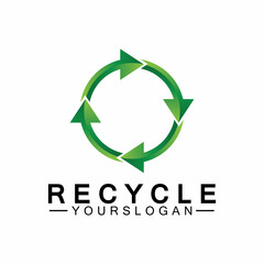 green arrow recycle logo vector icon template
