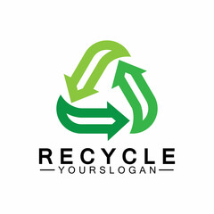 green arrow recycle logo vector icon template