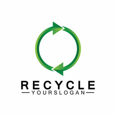 green arrow recycle logo vector icon template