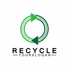 green arrow recycle logo vector icon template
