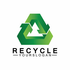green arrow recycle logo vector icon template
