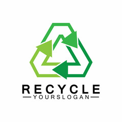 green arrow recycle logo vector icon template