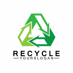 green arrow recycle logo vector icon template