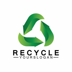 green arrow recycle logo vector icon template