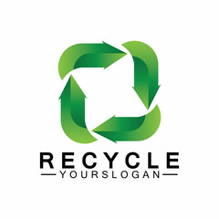green arrow recycle logo vector icon template