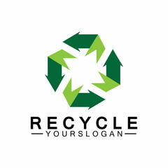 green arrow recycle logo vector icon template