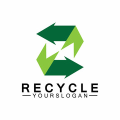 green arrow recycle logo vector icon template