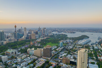 Fototapeta premium Aerial Sydney City Harbour Harbor Aerial Blue Sky Day 