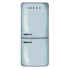 Fridge Isolated On A White Background Hand Drawn Illustration	