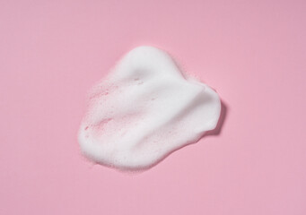Skincare cleanser foam texture. Swatches of soap, shampoo and cleansing mousse foam with copy space...
