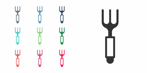 Black Fork icon isolated on white background. Cutlery symbol. Set icons colorful. Vector