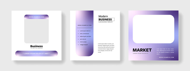 Minimalistic social media templates vector, abstract design, purple gradient colors accent, basic elements, abstract graphic, product offer and presentation, business layouts,  digital marketing
