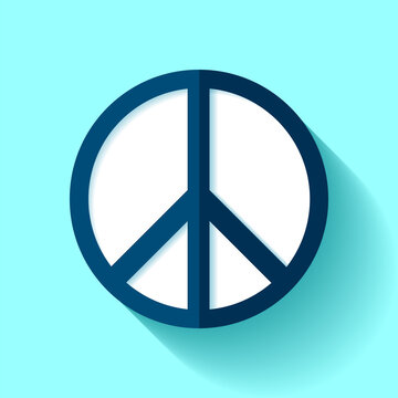 Pacifist icon in flat style, peace logo on blue background. Vector design element for you project