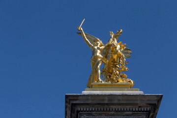 statue Fame of Commerce restraining Pegasus in Paris