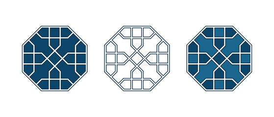 Set of Islamic traditional rosettes for greetings cards decoration and design isolated on white backgrounds. Vector illustration.