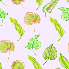 Seamless tropical leaves pattern