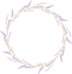 水彩で描いたラベンダーのフレーム