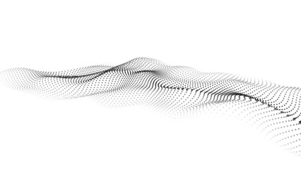 Digital wave with dots on the white background. The futuristic abstract structure of network connection. Big data visualization. Vector illustrations.