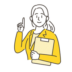 Business Woman with a smile with the index finger up [Vector illustration material]