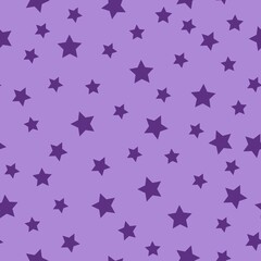 Simple abstract pattern. Purple stars. Lilac background. Fashionable print for textiles, wallpaper and packaging.