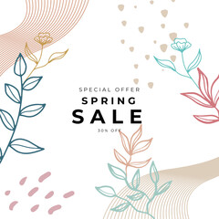 Naklejka premium Social media spring sale banners design. Vector illustration templates suitable for web banners, social media posts, mobile app, internet ads.