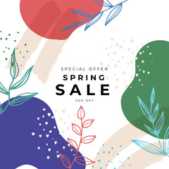 Social media spring sale banners design. Vector illustration templates suitable for web banners, social media posts, mobile app, internet ads.