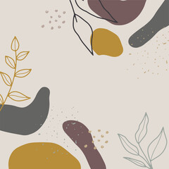 Minimalist wedding invitation card template design, floral white line art ink drawing on dark red