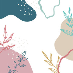 Abstract floral organic shapes background. Contemporary modern hand drawn vector illustration.