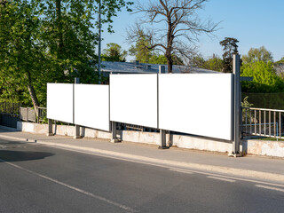 city roadside blank billboard, front view