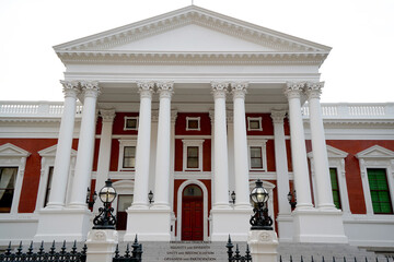 The iconic colonial architecture of the South African parliament building, host to the South...