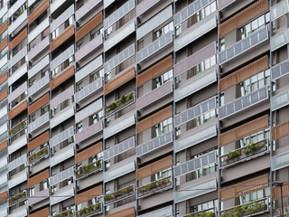 Obraz premium Image of Apartment windows with balconies pattern