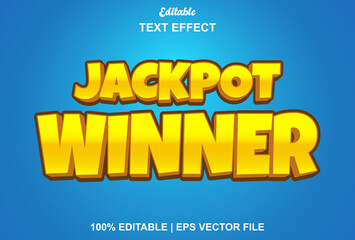 winner jackpot text effect in yellow and blue.