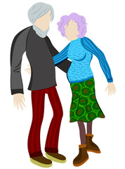 Vector isolated illustration of elderly couple. Family concept.