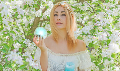 White magic, clean energy reiki concept.  Magical attributes, herbs and flowers, natural Wicca...