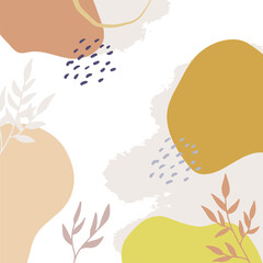 Fototapeta premium Floral square templates. Spring flowers and leaves. Flat style vector illustration for social media posts, mobile apps, cards, invitations, banner design and web advertising and web, internet ads